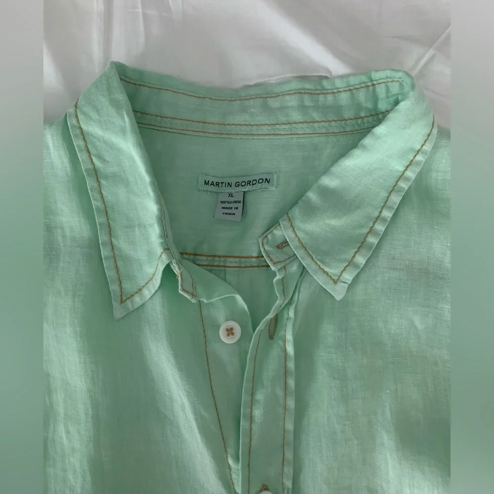 Martin Gordon‎ Men's XL 100% Linen Button Down Long Sleeve Shirt - Picture 3 of 10